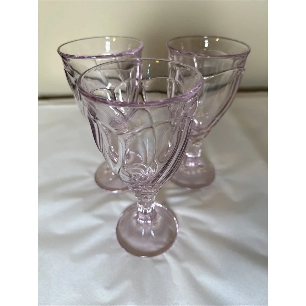 Vtg Noritake Sweet Swirl Pink Wine Glasses Goblets 6.75